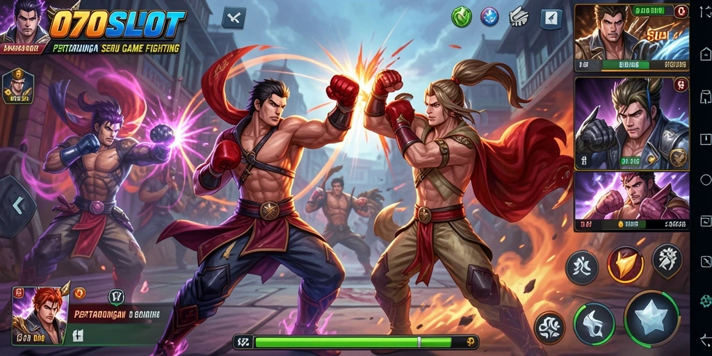 Tangkapan layar utama game 070SLOT menampilkan aksi pertarungan yang mendebarkan.