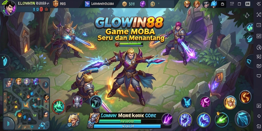 Screenshot GLOWIN88 menampilkan aksi seru dalam pertarungan MOBA.