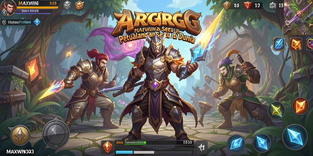 Screenshot gameplay MAXWIN303 menunjukkan pertempuran epik di dunia ARPG.