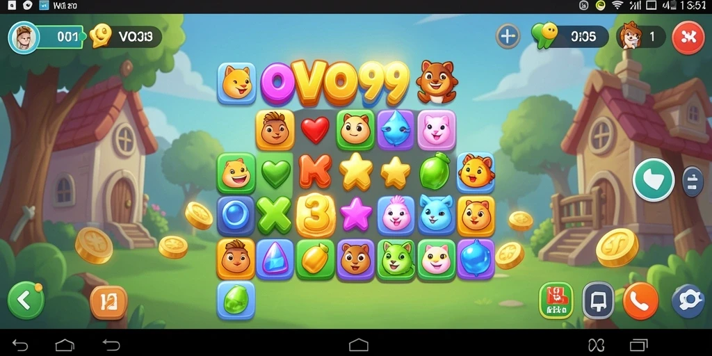 Tampilan gameplay menarik OVO99 saat mencocokkan objek.