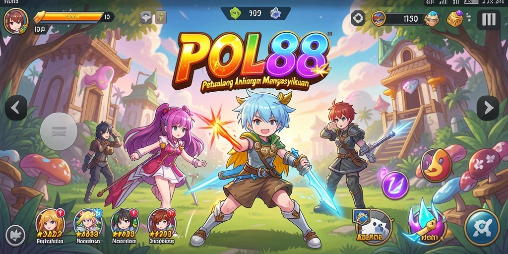 Tampilan gameplay POL88 yang penuh warna dan karakter menawan.