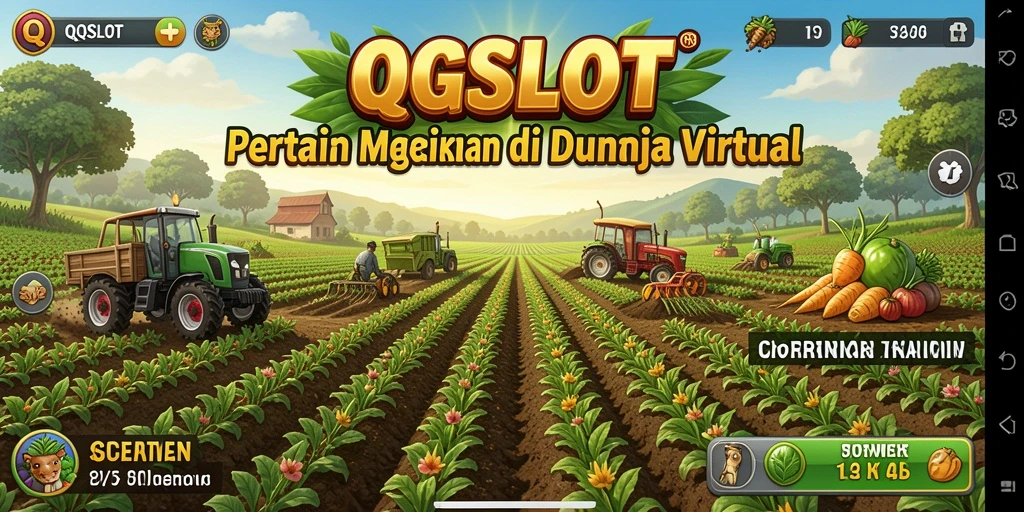 Screenshot permainan QQSLOT menampilkan pengalaman bertani yang seru.